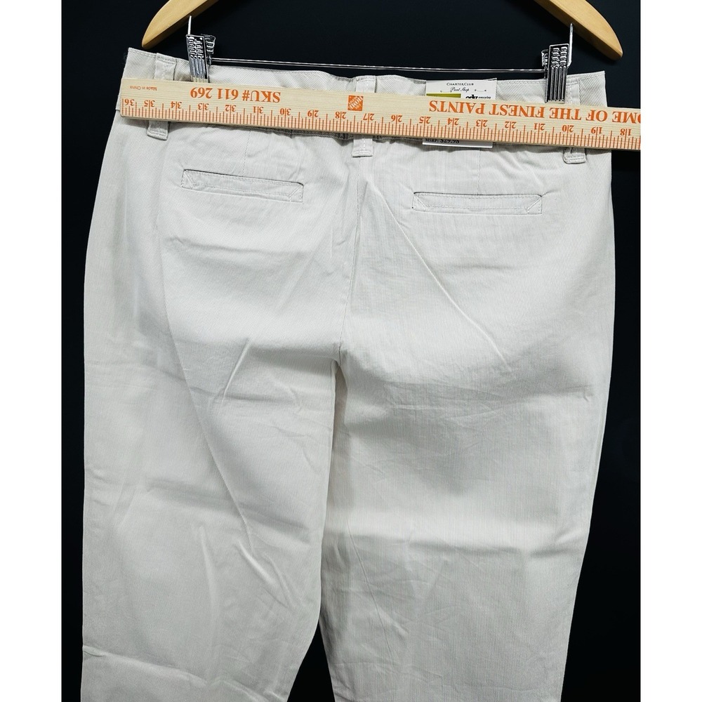 Charter Club Womens Pant Shop Sz 14 Classic Pants Beige Pinstripe Capri JJ22 - Picture 3 of 9